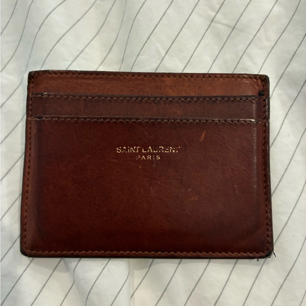 Saint Laurent Brown Leather Card Holder